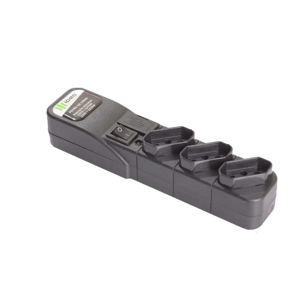 Regua Filtro De Linha 3 Tomadas Pt Preto Cabo De 1,20m - A2260 - Ipec