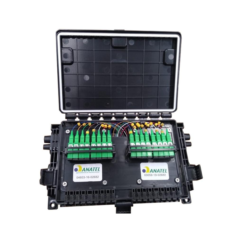 Caixa Atendimento Optico Ftth P/16 Fibras P/ Cordoalha (uv) Cto Nazda