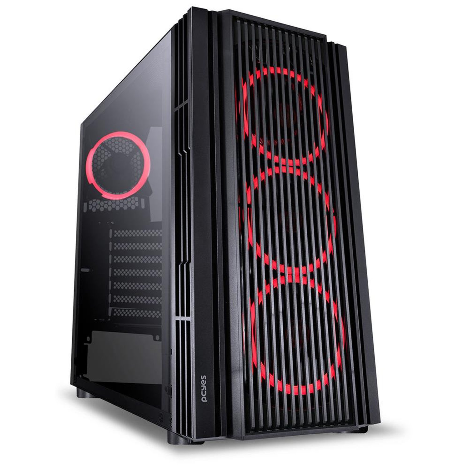 Gabinete pcyes mid-tower atmos atptvm4fcv fans led vermelho preto