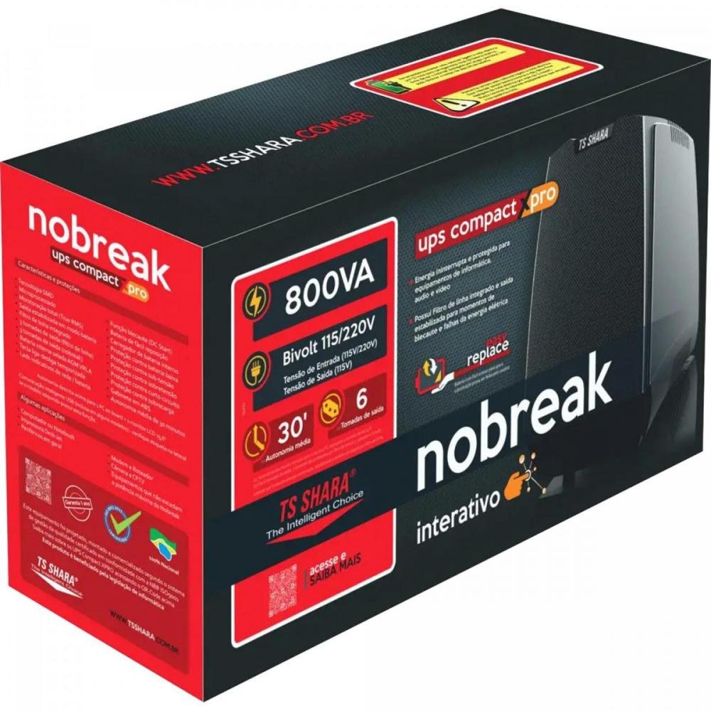 Nobreak Ts Shara Ups Compact Xpro 800va/560w 4442 Biv/115