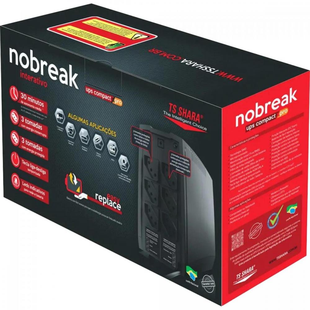 Nobreak Ts Shara Ups Compact Xpro 800va/560w 4442 Biv/115