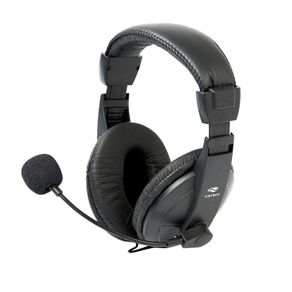 Headset C3Tech Comfort com Microfone, Conexão P2, com Controle de Volume e Almofada de Espuma, Preto - PH-60BK