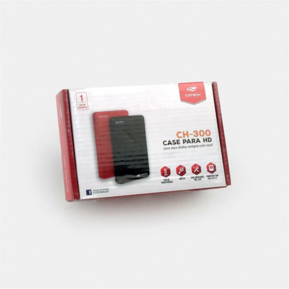 Case para HD Externo C3Tech, USB 3.0, Preto, CH-300BK