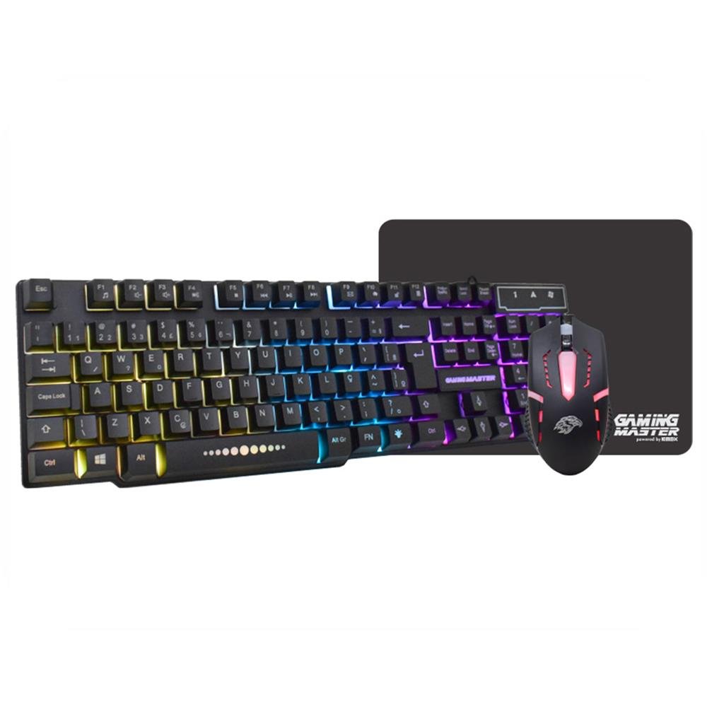 Kit mouse, teclado e mousepad k-mex km52 + moa8 + fx-x2218 preto b3km5228u01cb1x