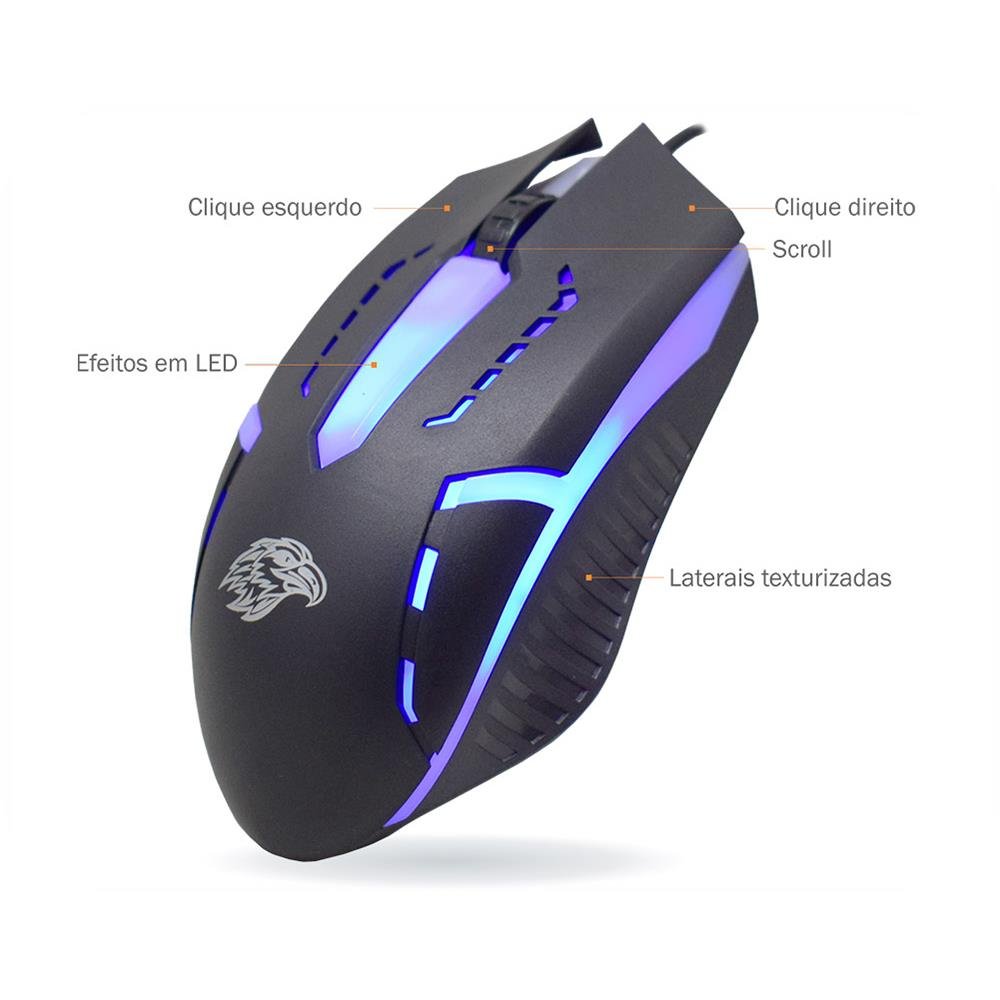 Kit mouse, teclado e mousepad k-mex km52 + moa8 + fx-x2218 preto b3km5228u01cb1x
