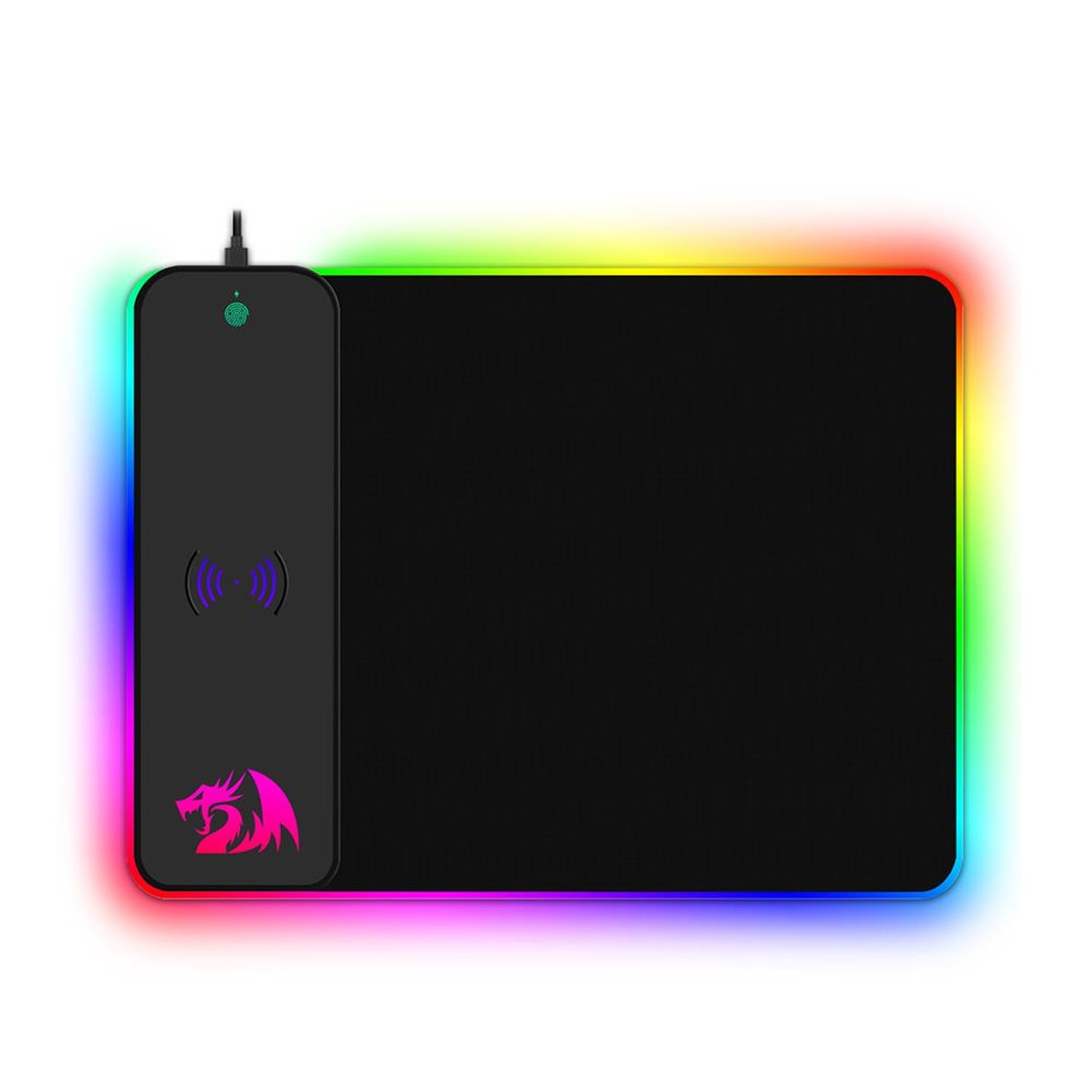 Mousepad gamer redragon crater qi wireless rgb preto - p028