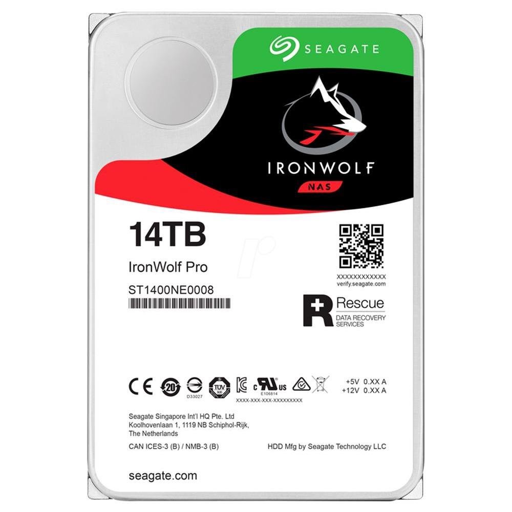 HD Interno Seagate IronWolf Pro 14TB para NAS, 7200RPM, 256MB, SATA 6GB/s - ST14000NE0008