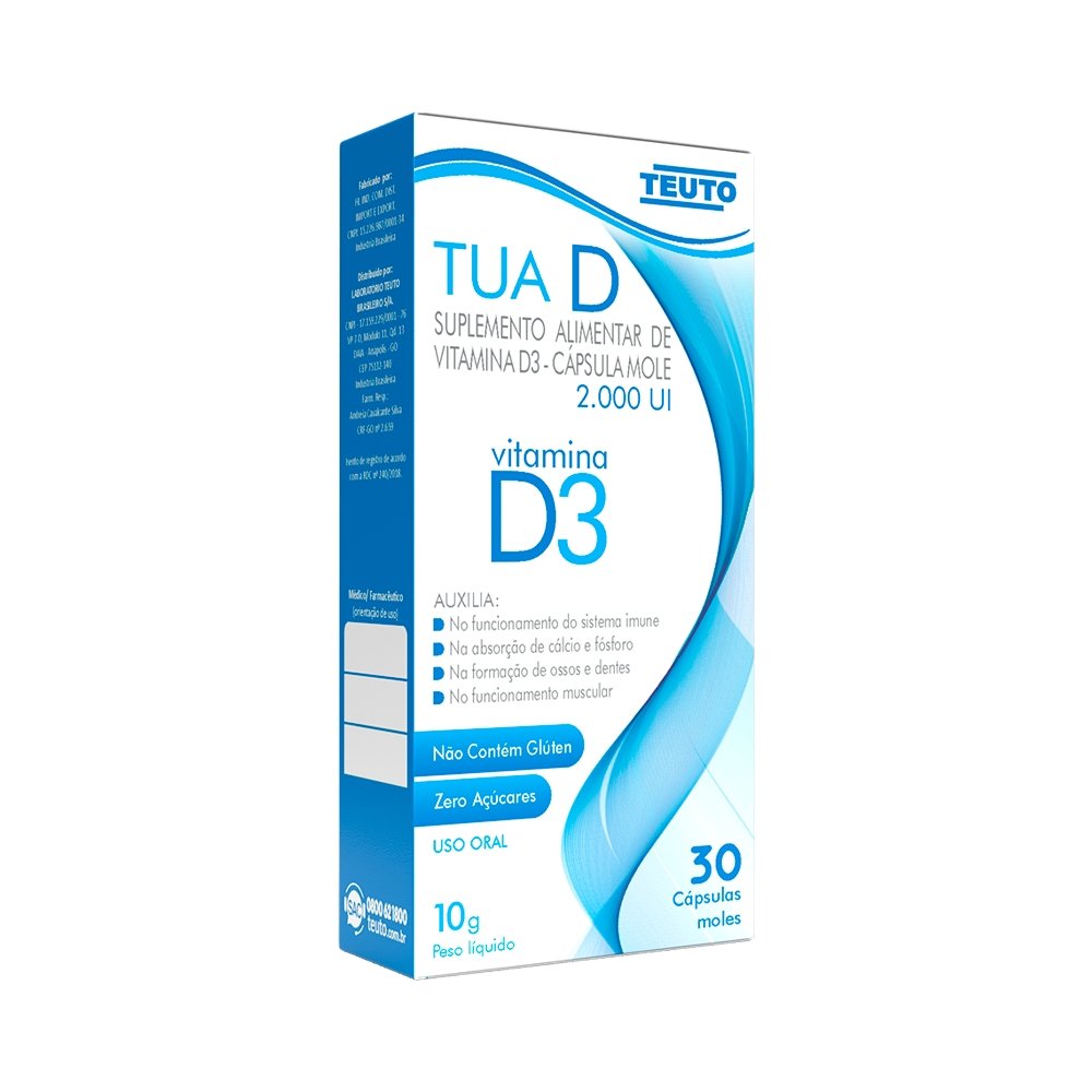 Tua D 2000ui Teuto Vitamina D 10g 30 Capsulas