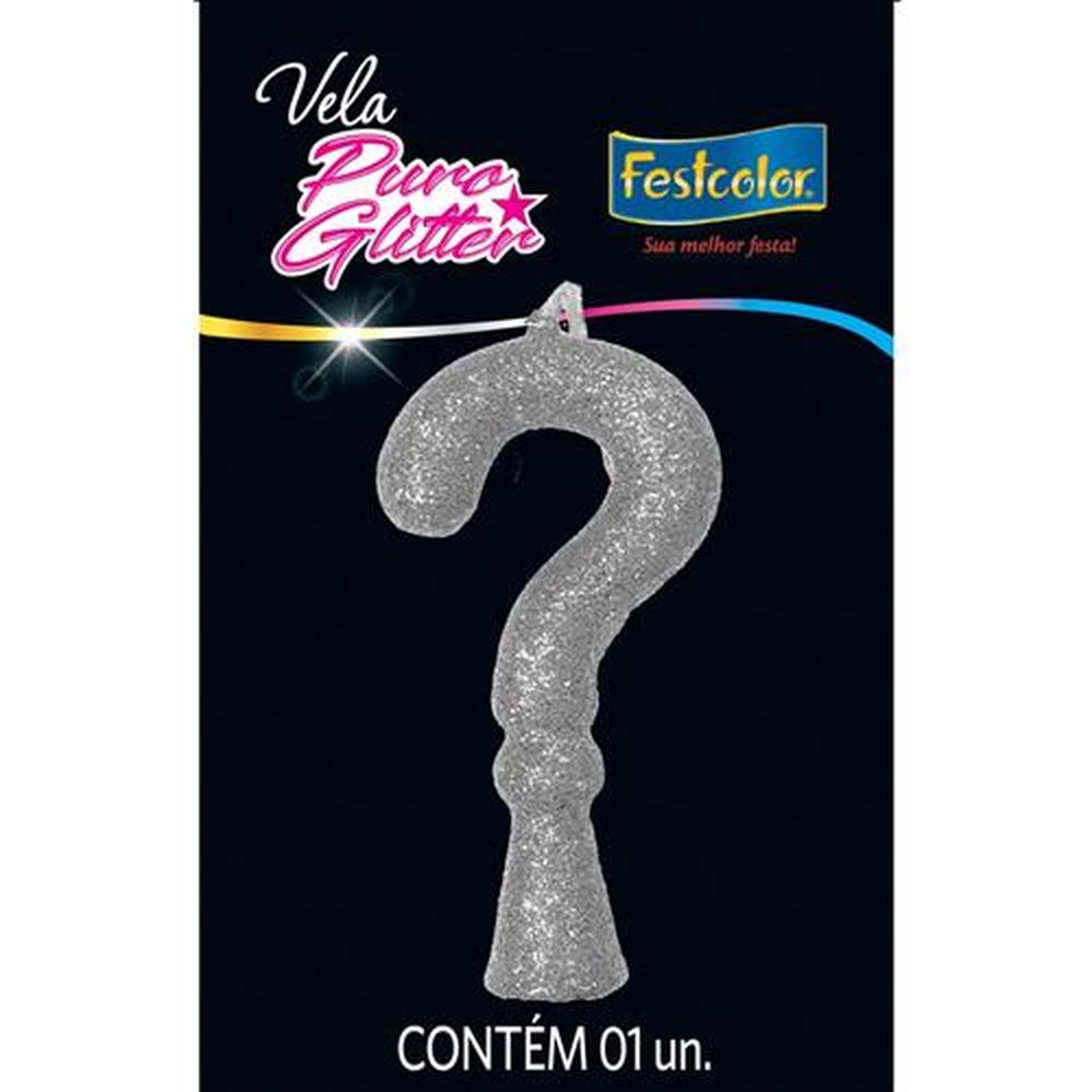 Vela Puro Glitter Prata N ? - Embalagem com 1 unidade.