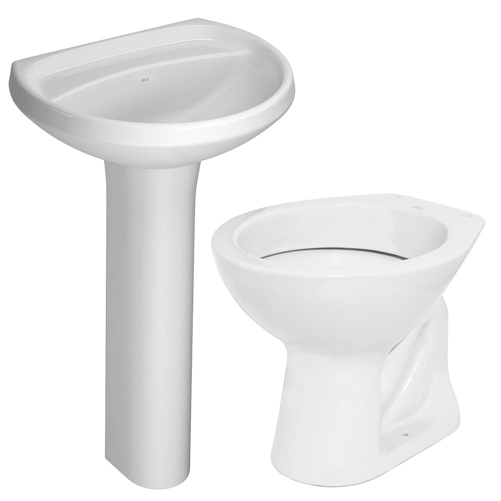 Kit Banheiro Iza Branco Gelo - (Promoção Lavatório + Coluna + Vaso Sanitário) - Deca
