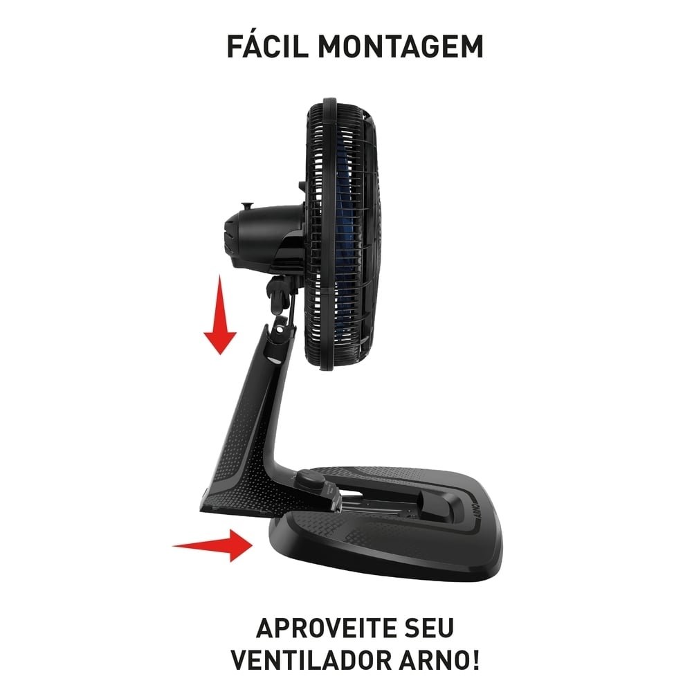 Ventilador de Mesa Arno VB40 Extreme Force Breeze 40cm 3 Velocidades Preto, 110V