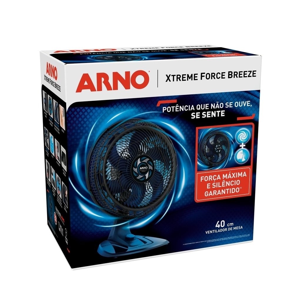 Ventilador de Mesa Arno VB40 Extreme Force Breeze 40cm 3 Velocidades Preto, 110V