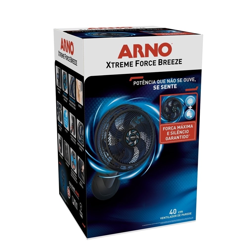 Ventilador Parede Arno VB4P Extreme Force Breeze 40cm Preto, 220V