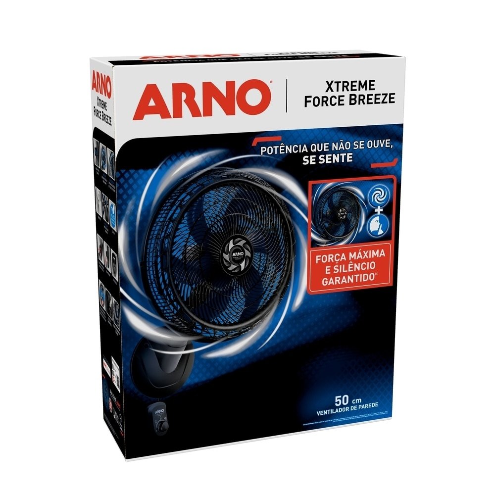 Ventilador Parede Arno VB51 Extreme Force Breeze 50cm Preto, 110V