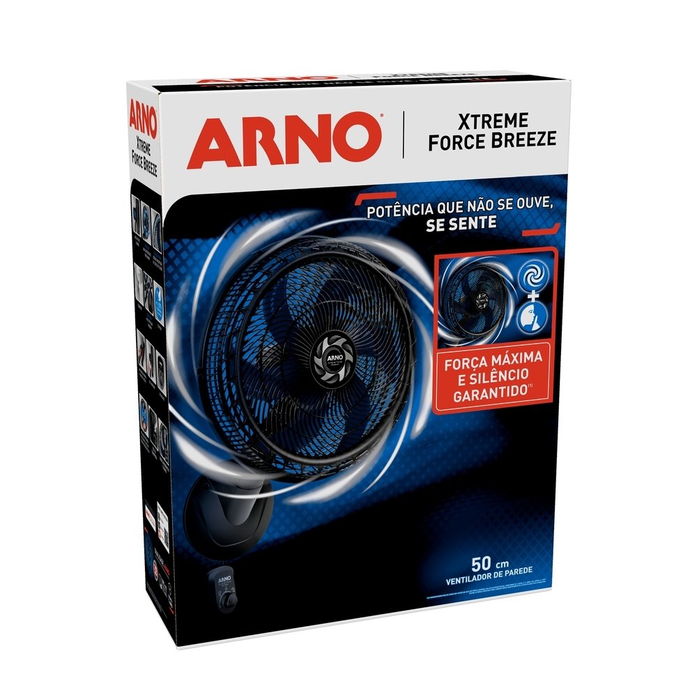 Ventilador Parede Arno VB51 Extreme Force Breeze 50cm Preto, 220V