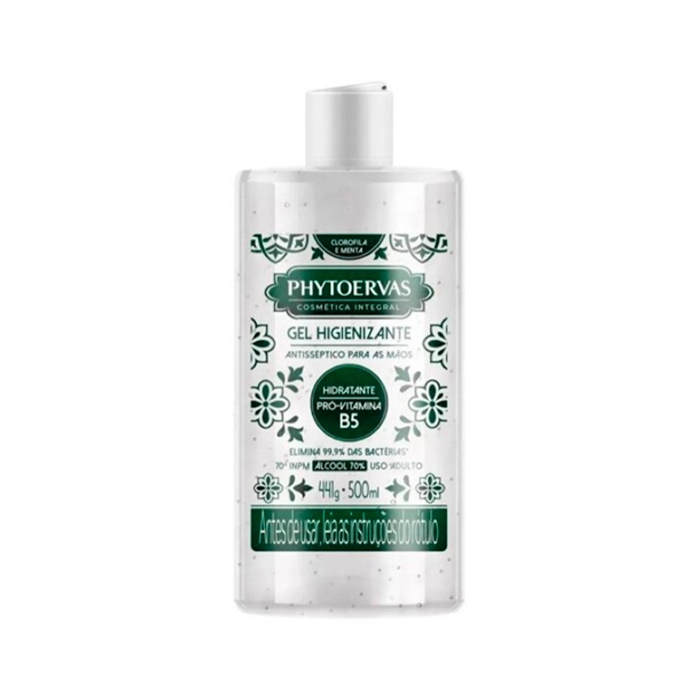 Alcool Gel Phytoervas Higienizante Clorofila e Menta 500ml