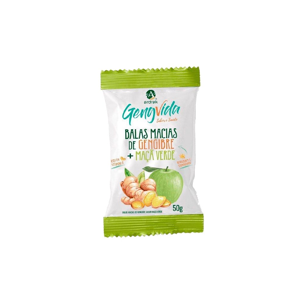 Bala Ardrak Gengibre e Maca Verde 50g