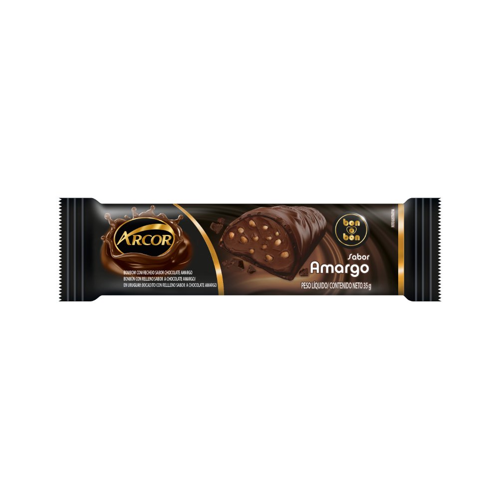 Barra Recheada Arcor Bon o Bon Chocolate Amargo 35g 12 Unidades