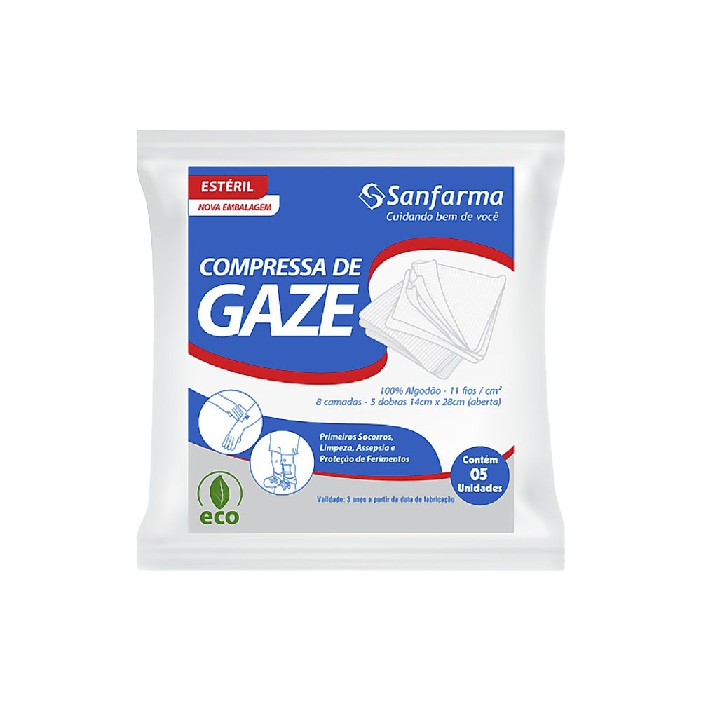 Compressa Gaze Sanfarma Esteril 5 Unidades