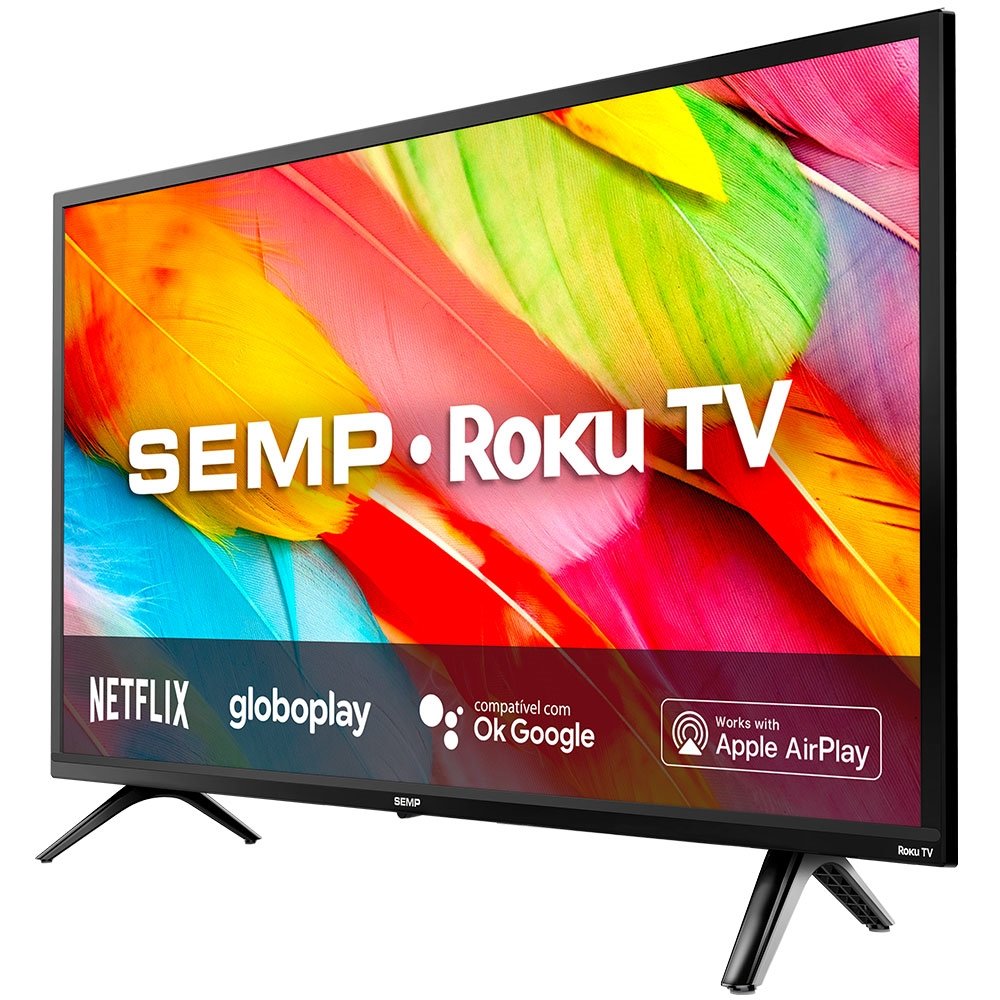Smart TV LED 32" Semp 32R6500 HD com Wi-Fi,1 USB, 3 HDMI, Roku, Controle por Aplicativo, 60Hz