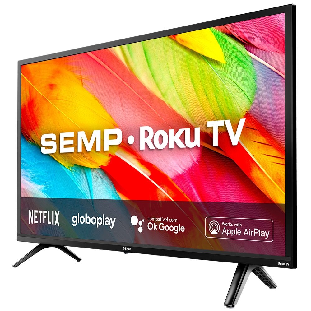 Smart TV LED 32" Semp 32R6500 HD com Wi-Fi,1 USB, 3 HDMI, Roku, Controle por Aplicativo, 60Hz