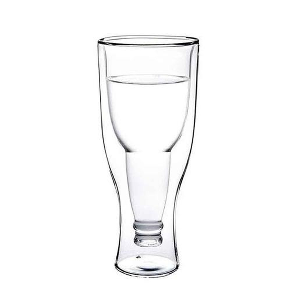 Copo Vidro Duplo Borossilicato Garrafa Tulipa Invertida 350ml - FlexInter