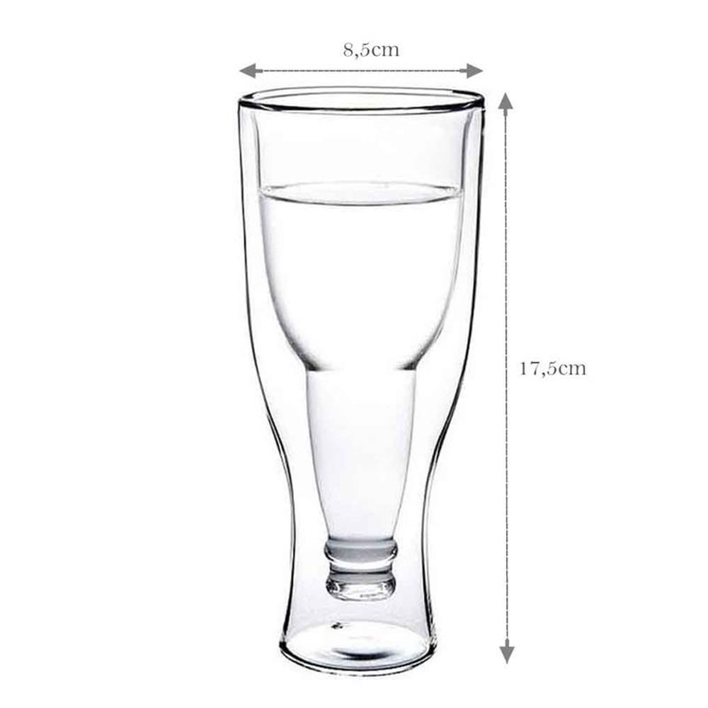Copo Vidro Duplo Borossilicato Garrafa Tulipa Invertida 350ml - FlexInter