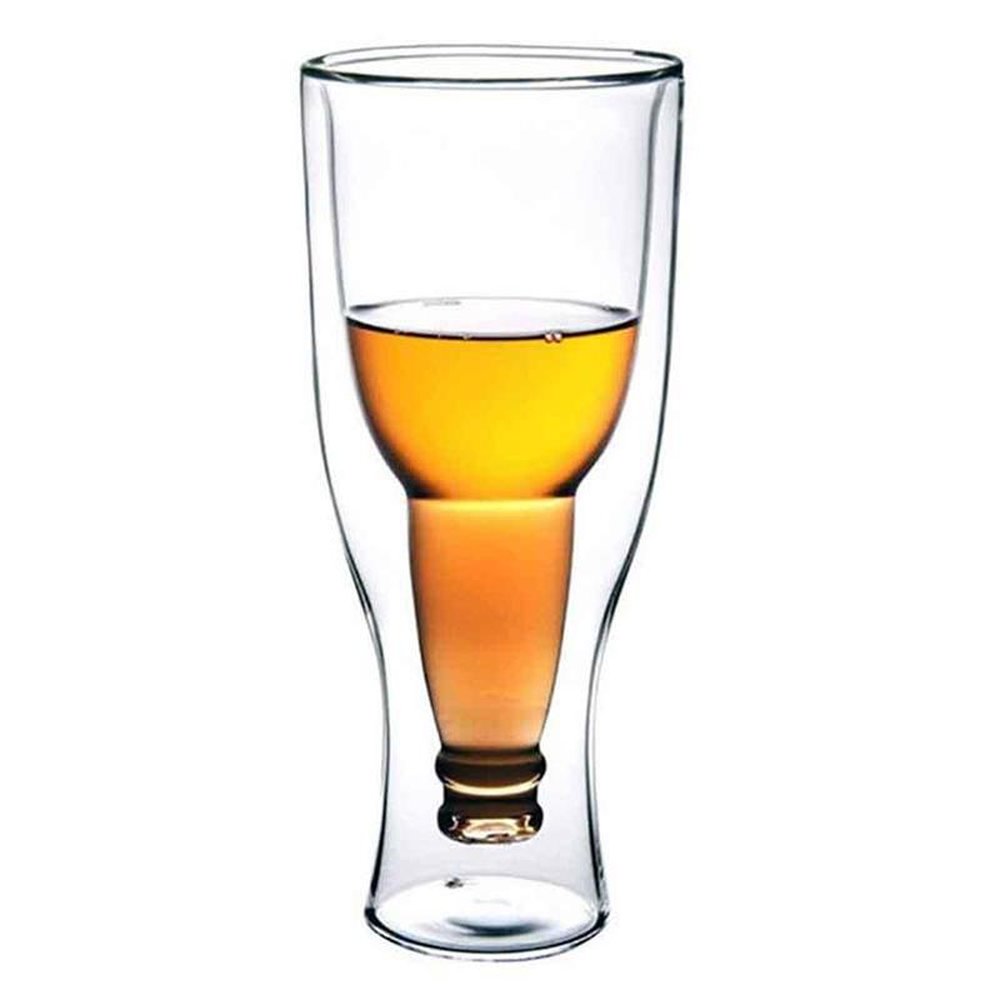 Copo Vidro Duplo Borossilicato Garrafa Tulipa Invertida 350ml - FlexInter
