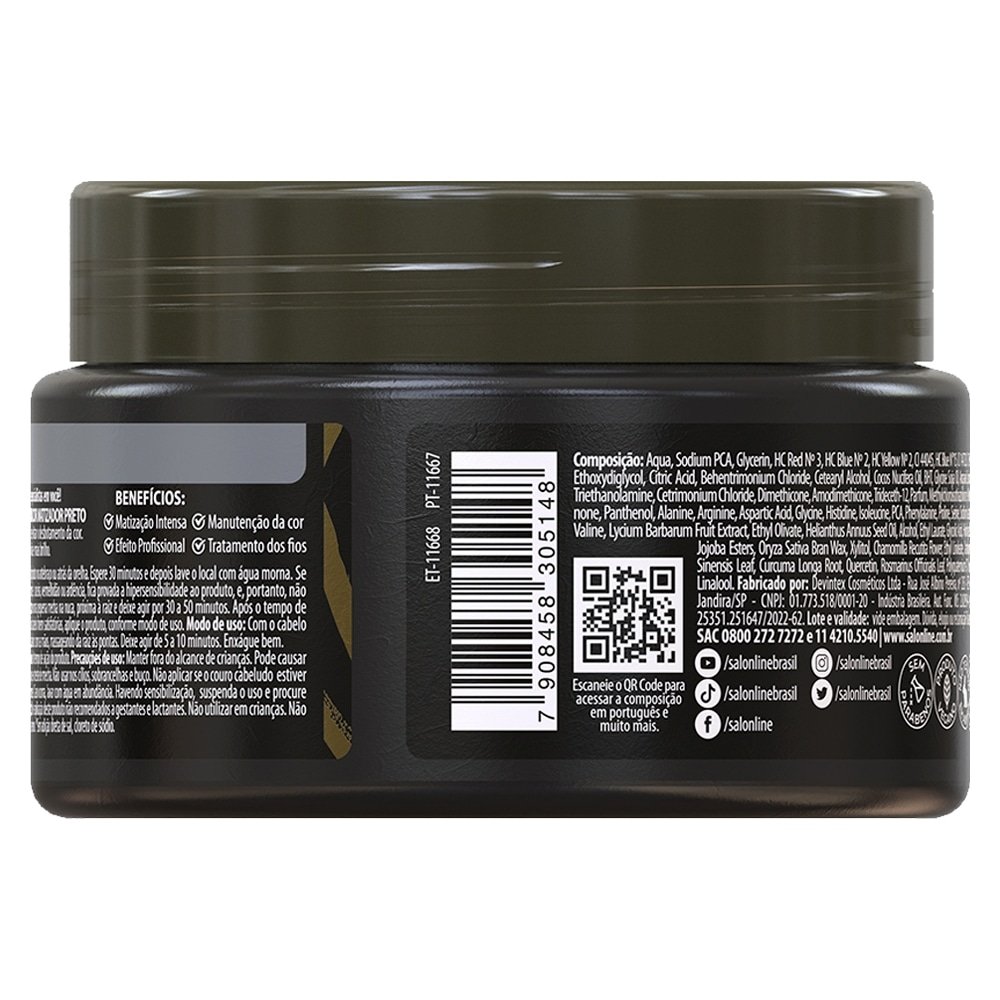 Máscara Hidratação Salon Line Meu Liso Matizadora Preto 300g