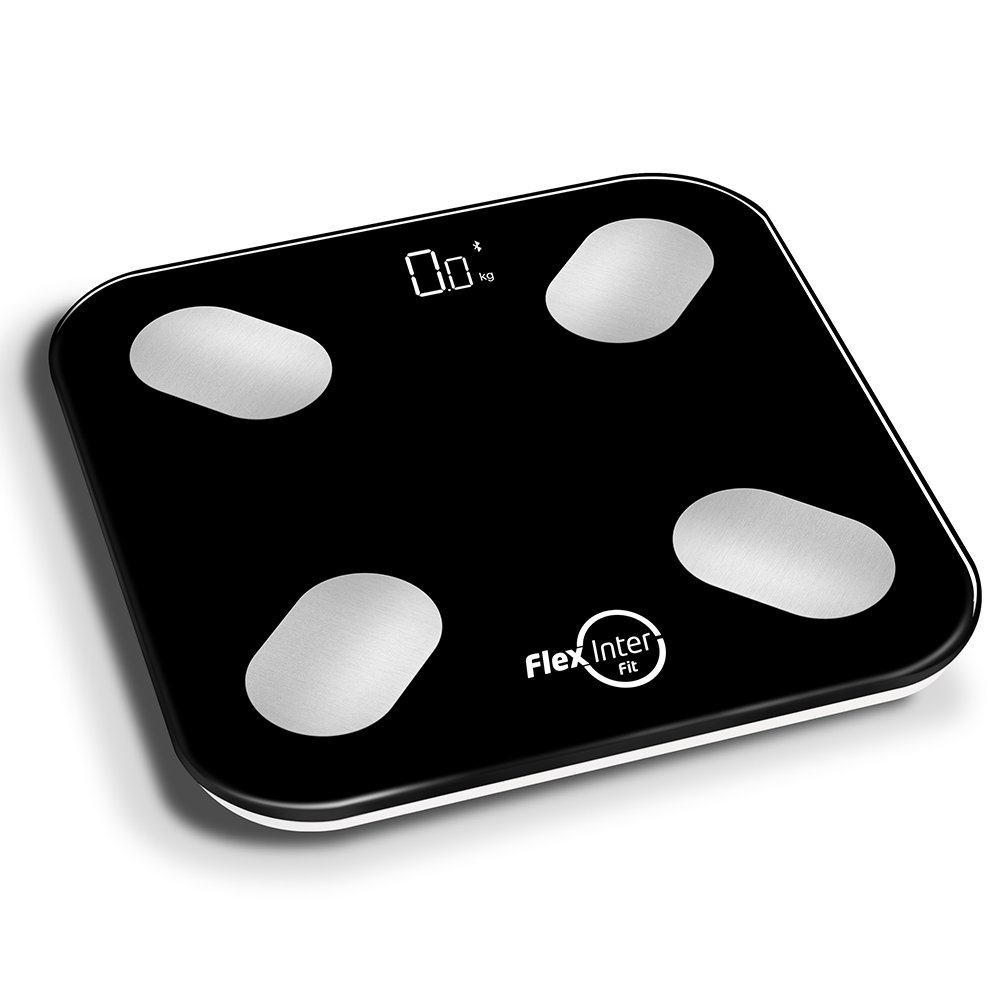 Balança Digital Smart Corporal Com Bioimpedância APP Android/IOS Preto - FlexInter