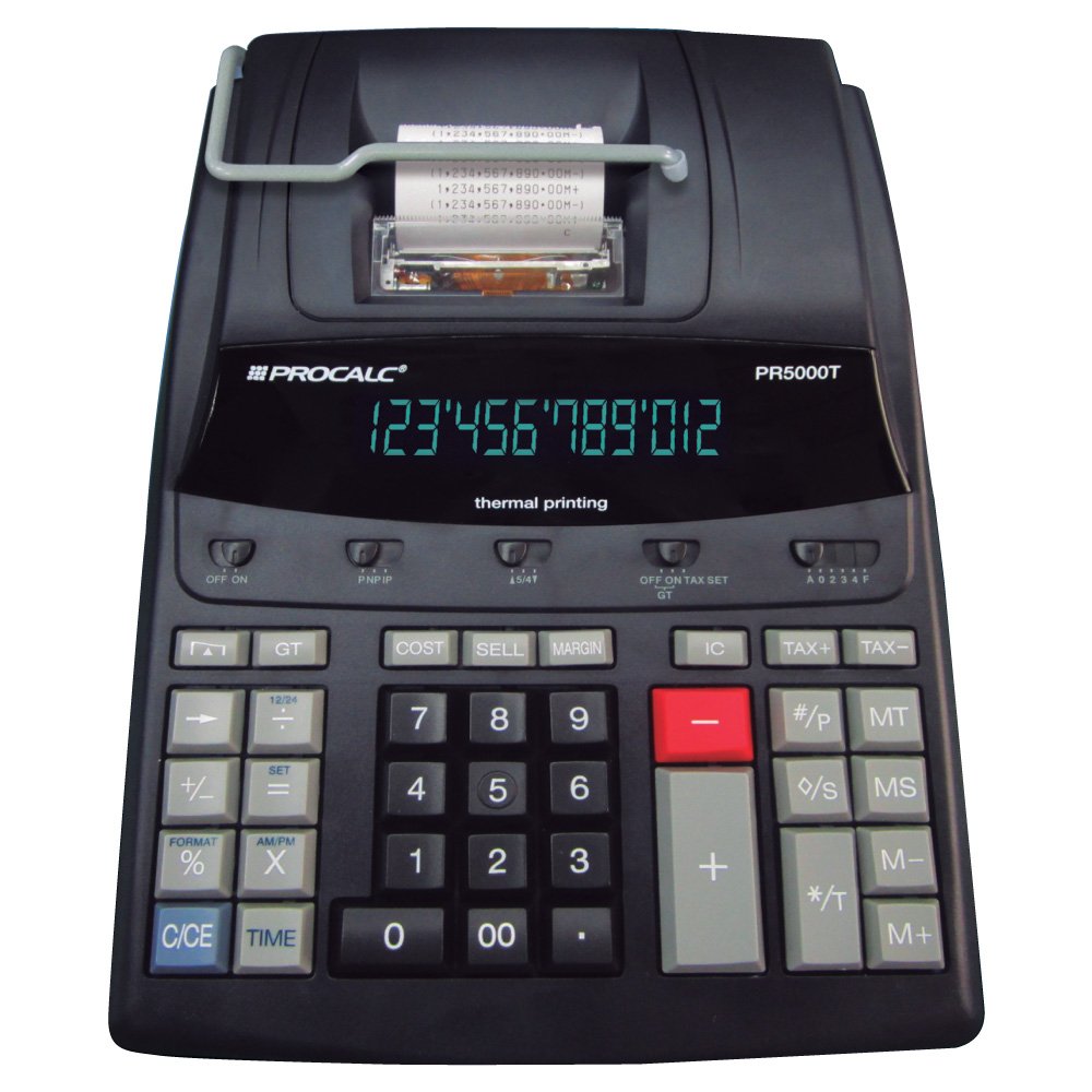 Calculadora de Impressão 12 Dígitos, Heavy Duy, Impressão Térmica, Uso Contínuo Profissional, Adaptador Bivolt - PROCALC