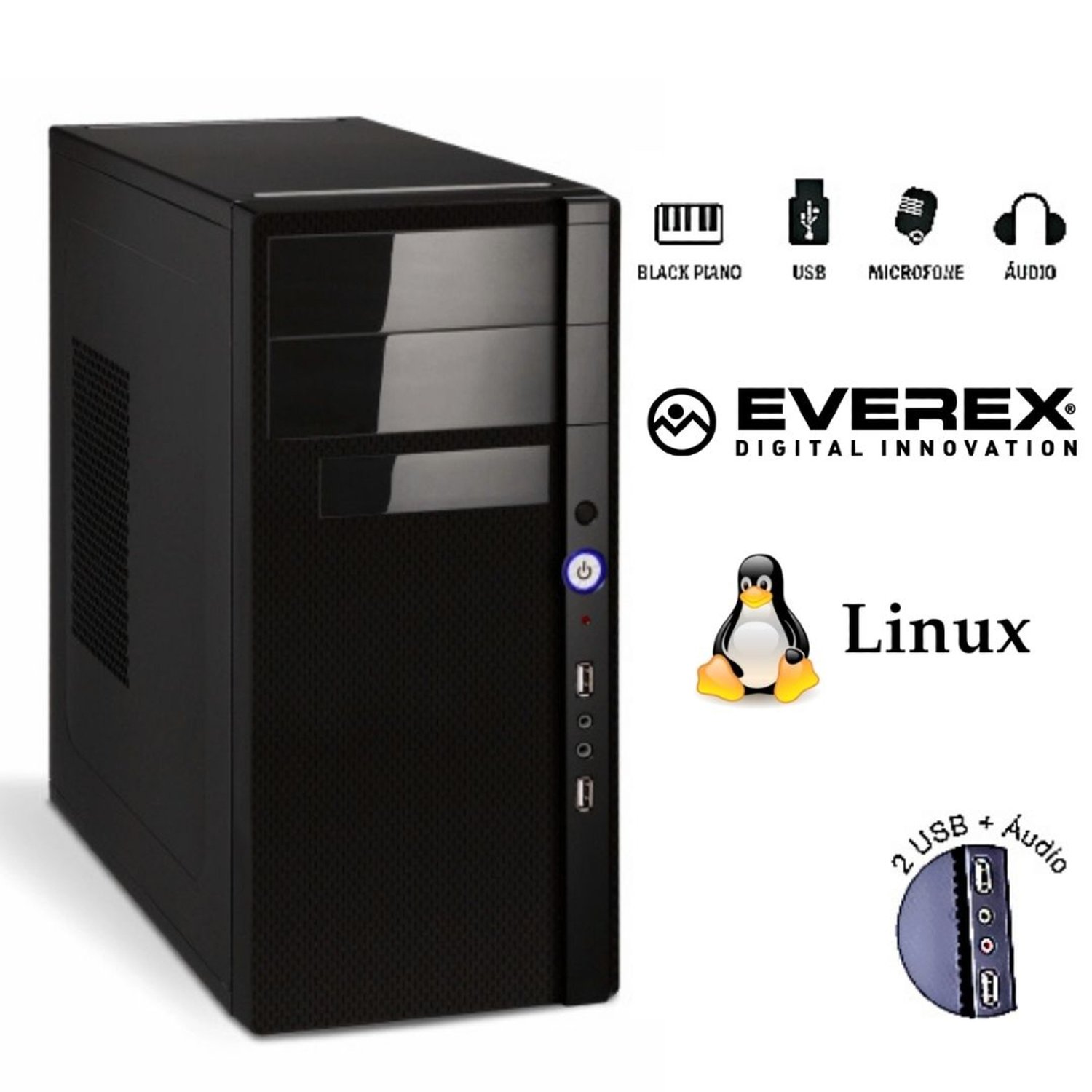 Computador Intel Core i3-330M, 4GB Memória, 500GB HD e Linux - Everex