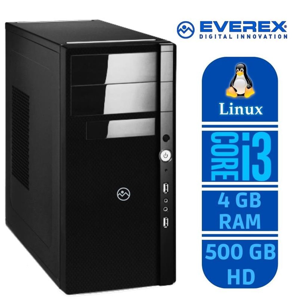 Computador Intel Core i3-330M, 4GB Memória, 500GB HD e Linux - Everex