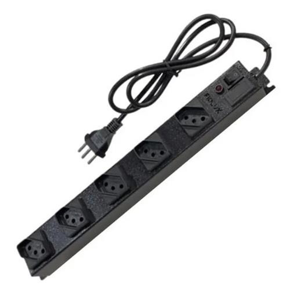 Filtro de Linha Metálico 5 Tomadas Esp. e Cabo com 3m