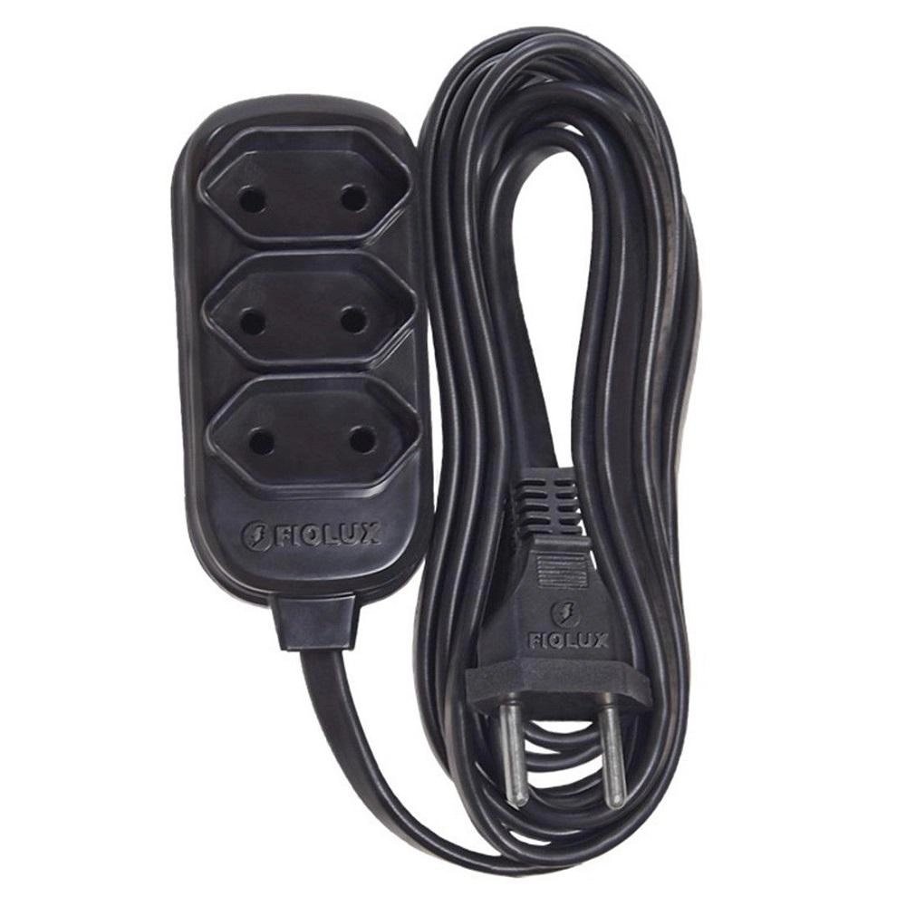 Extensao Eletrica Bipolar 5 Metros Preto Fiolux