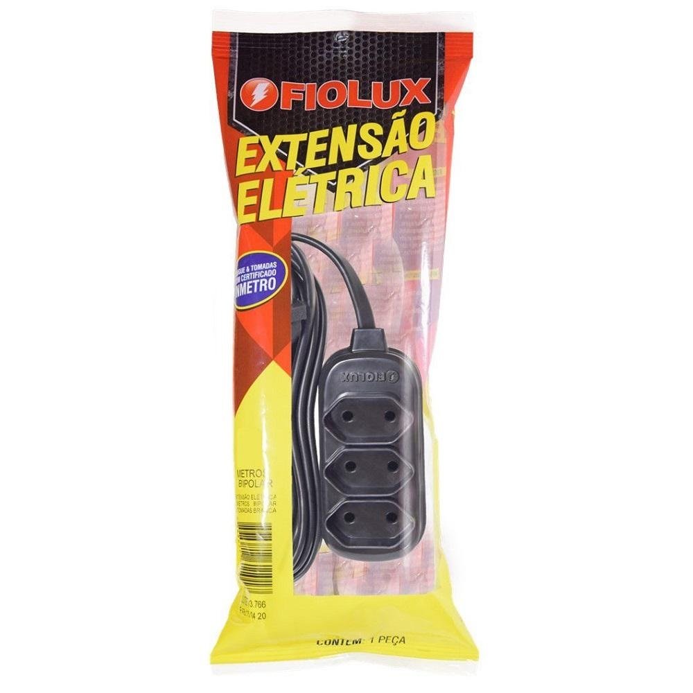 Extensao Eletrica Bipolar 5 Metros Preto Fiolux