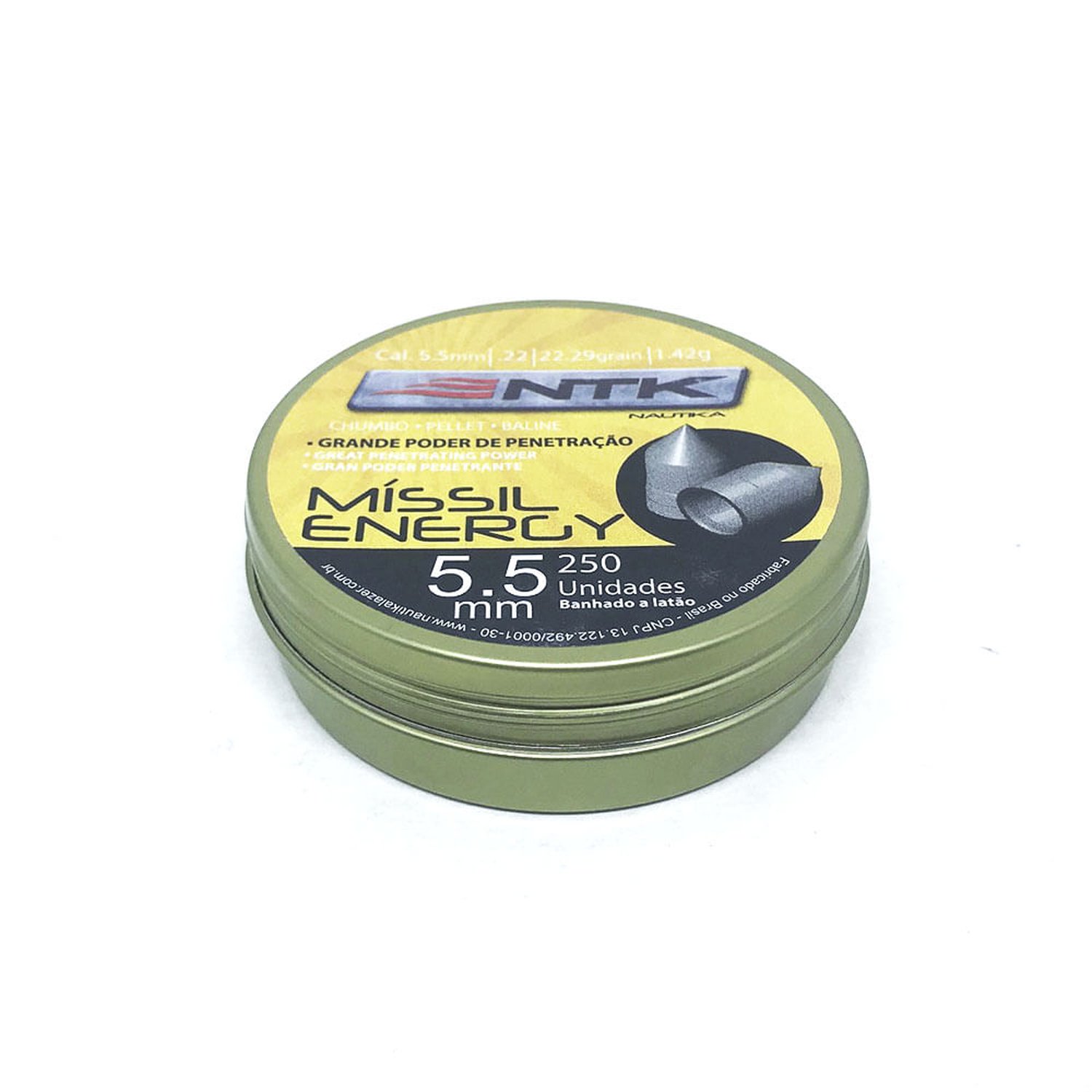 Chumbinho Missil Energy 5,5mm - Com 250Peças Unica Ntk Tatica