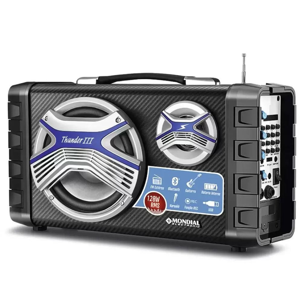Caixa Amplicada Mondial Thunder III MCO-13 Preto Bivolt