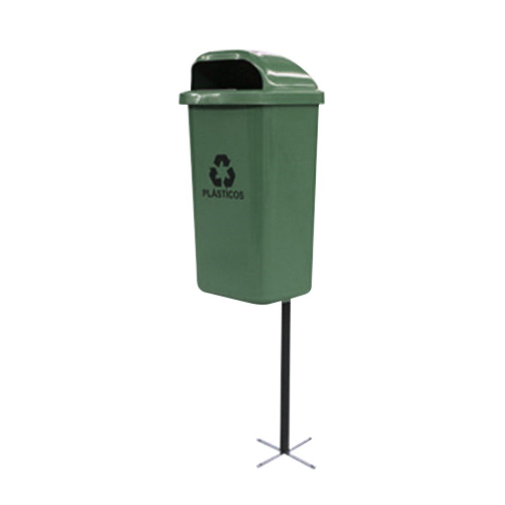 Lixeira Coleta Seletiva 50l Com Poste Verde Lar