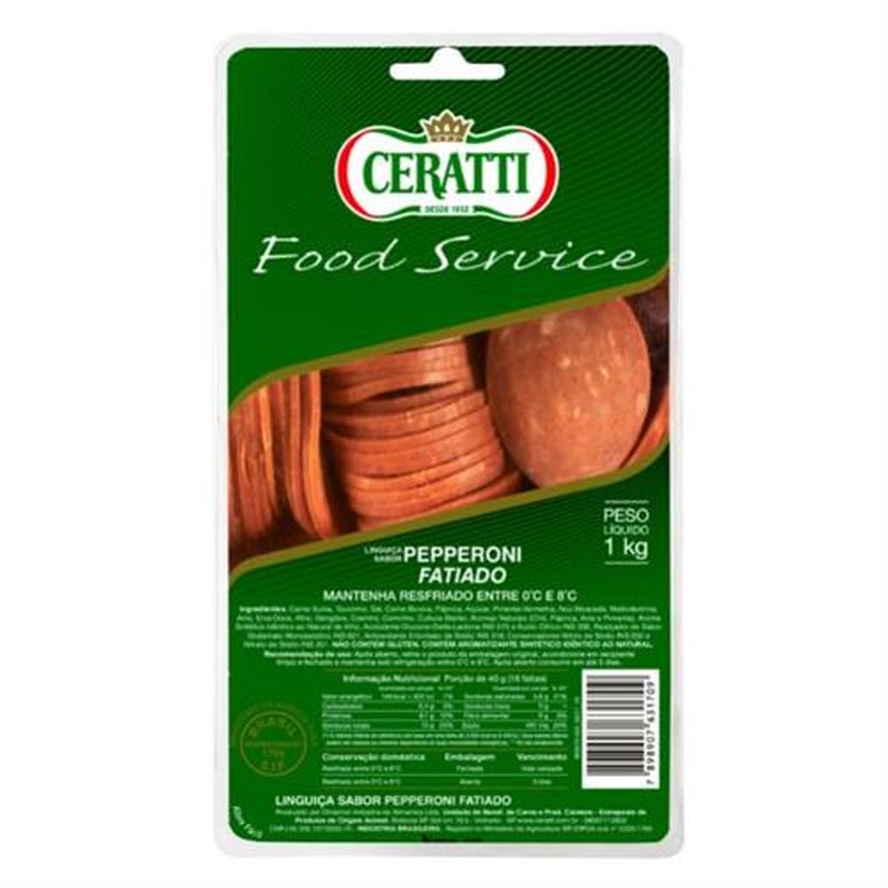 Linguiça perperonni fatiado Ceratti 1KG - Contem 3 embalagens