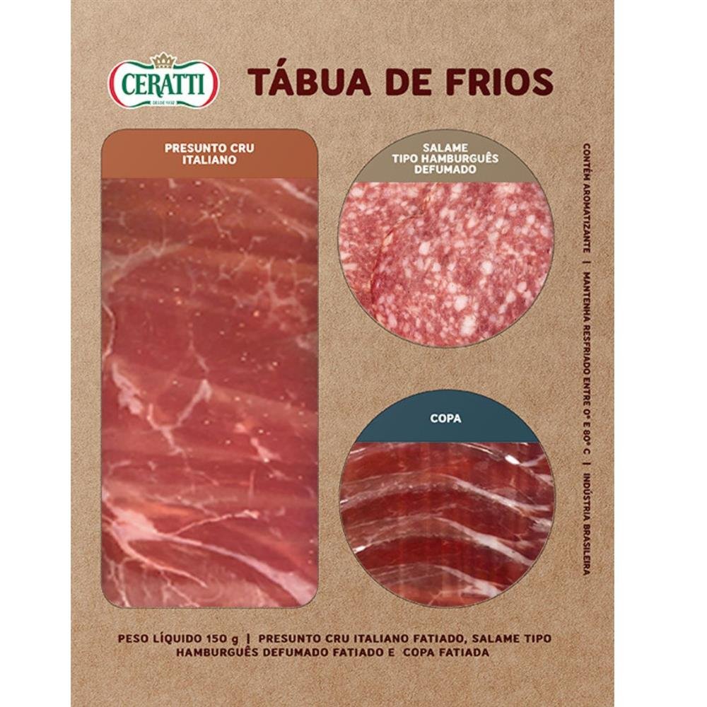 Tabua de Frios Copa, Salametipo hamburguee presunto cru italiano 150G - Contem 6 embalagens