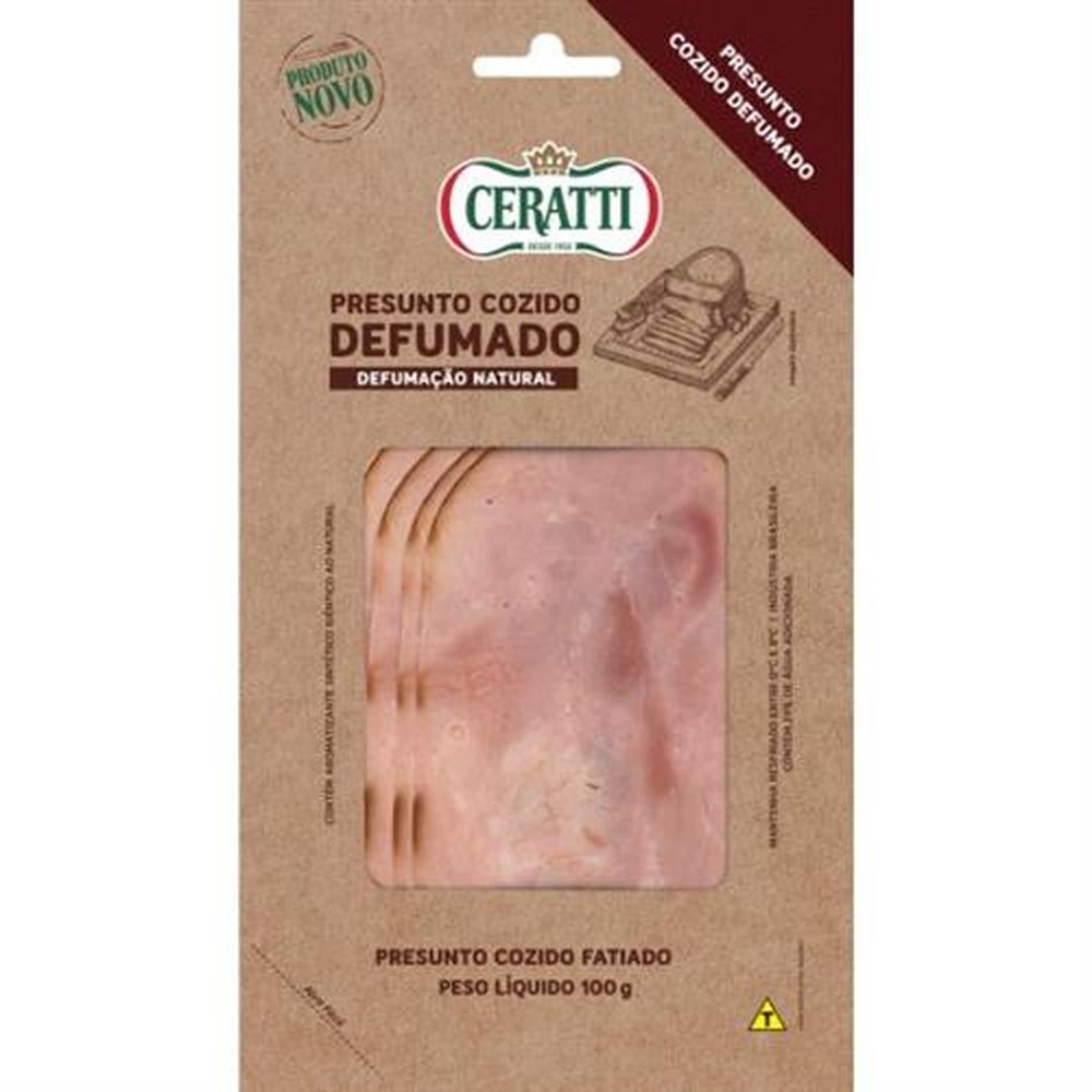 Presunto Defumado Fatiado 100G - Contem 18 embalagens