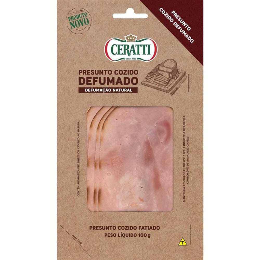 Presunto Defumado Fatiado 100G - Contem 18 embalagens