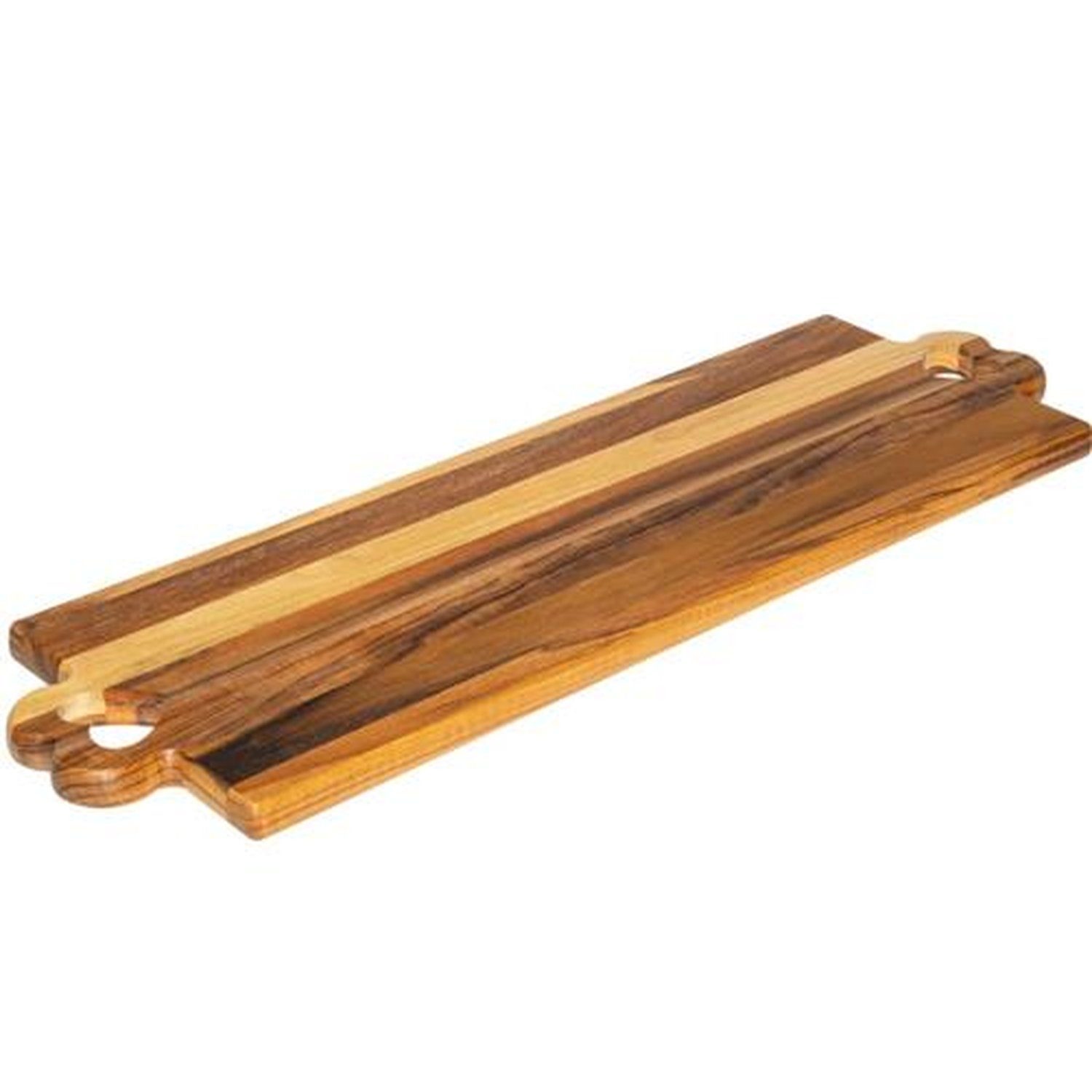 Tábua Retangular 48X18cm Com Alça Em Formato De Coração Teca Grande Para Mesa Posta Stolf