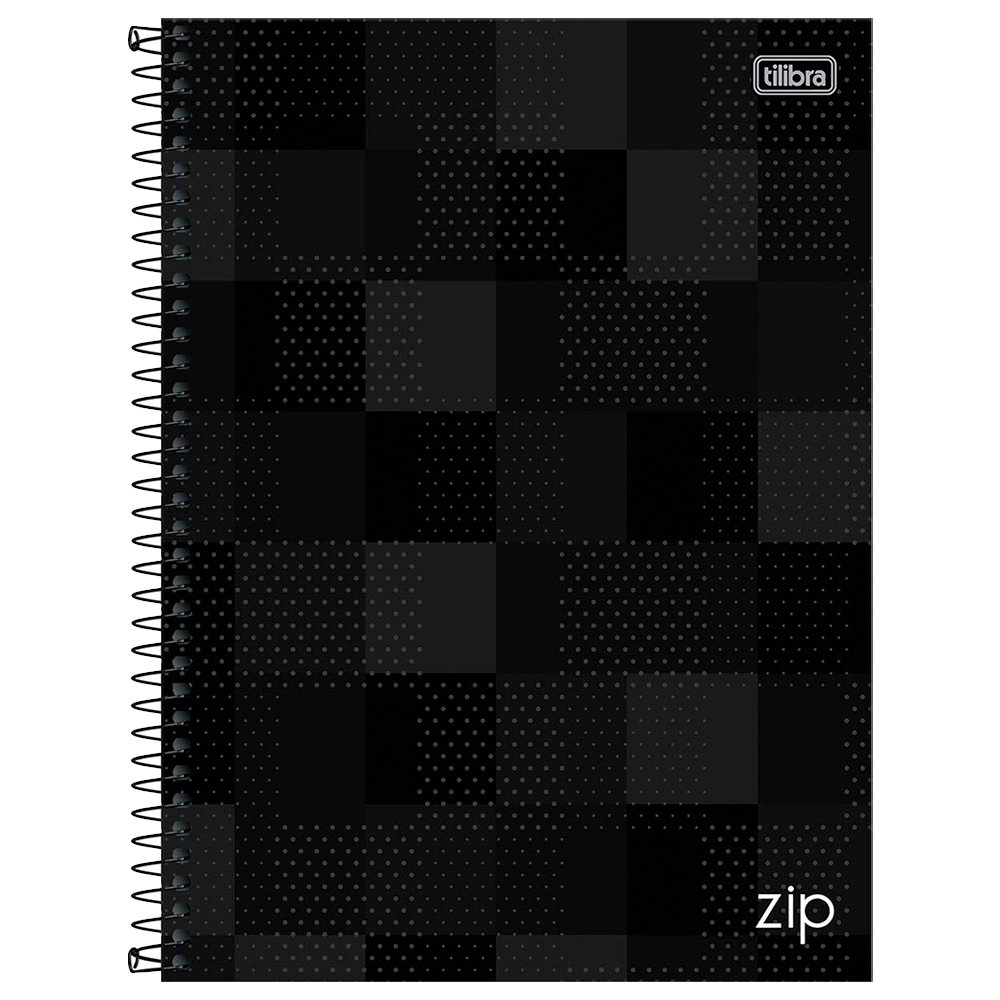 Caderno Espiral Tilibra Universitário Capa Dura Zip Preto 10 Matérias 160 Folhas - Embalagem com 4 Unidades