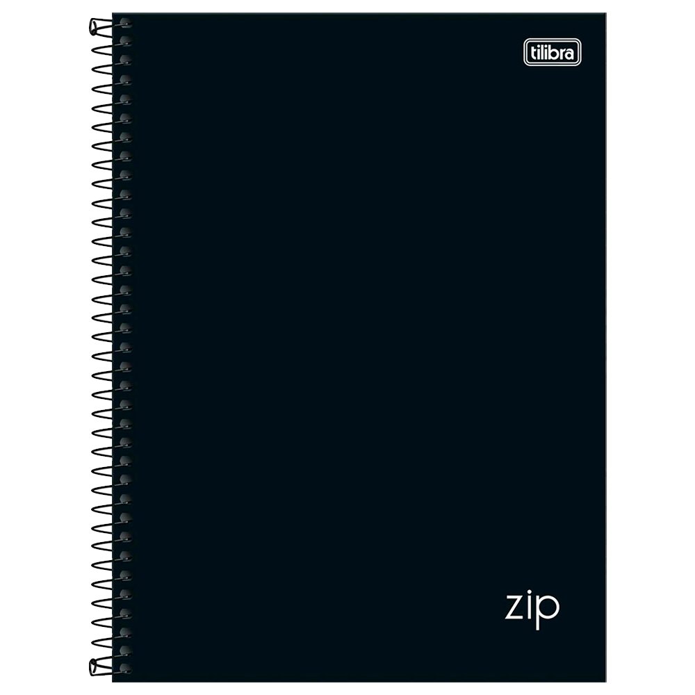 Caderno Espiral Tilibra Universitário Capa Dura Zip Preto 10 Matérias 160 Folhas - Embalagem com 4 Unidades
