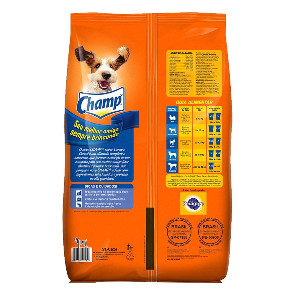 Ração Champ para Cães Adultos Carne e Cereais 18kg