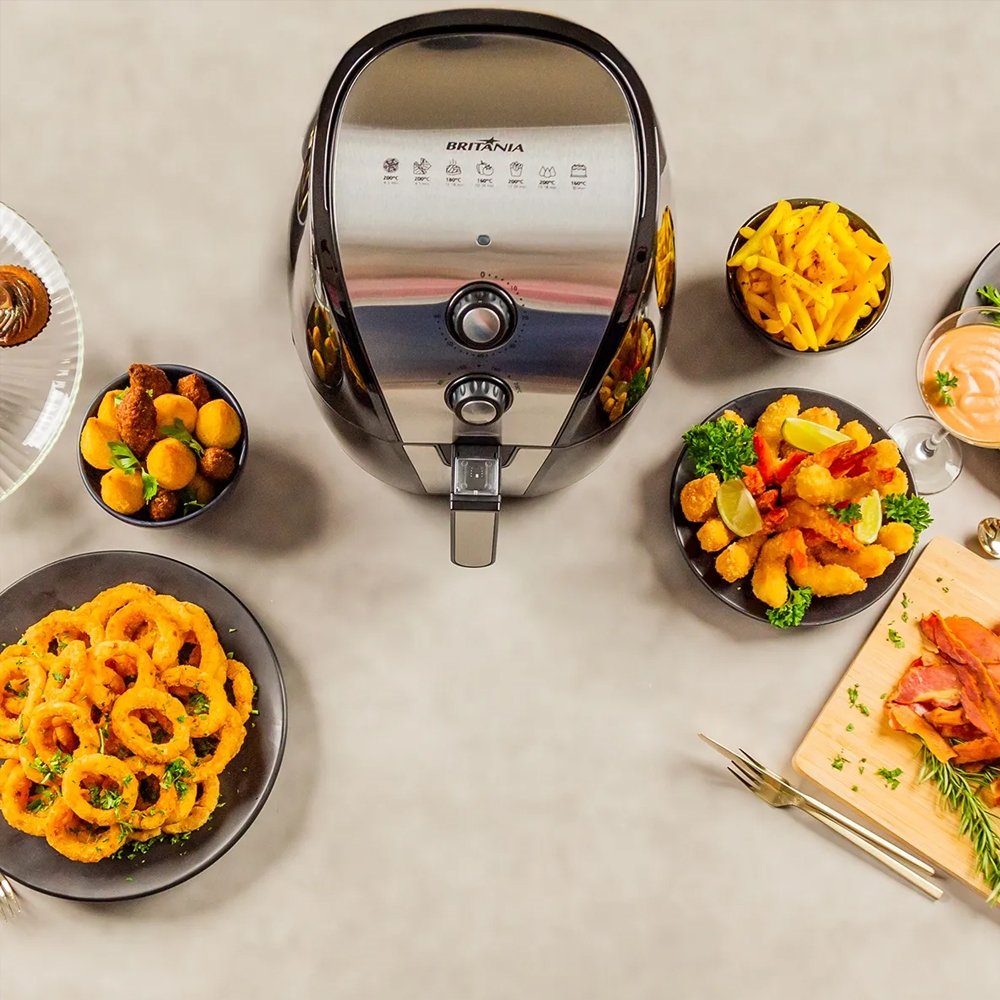 Fritadeira sem Óleo Britânia Air Fryer BFR40PI - 5 Litros, 1500W, Preto/Inox, 110V