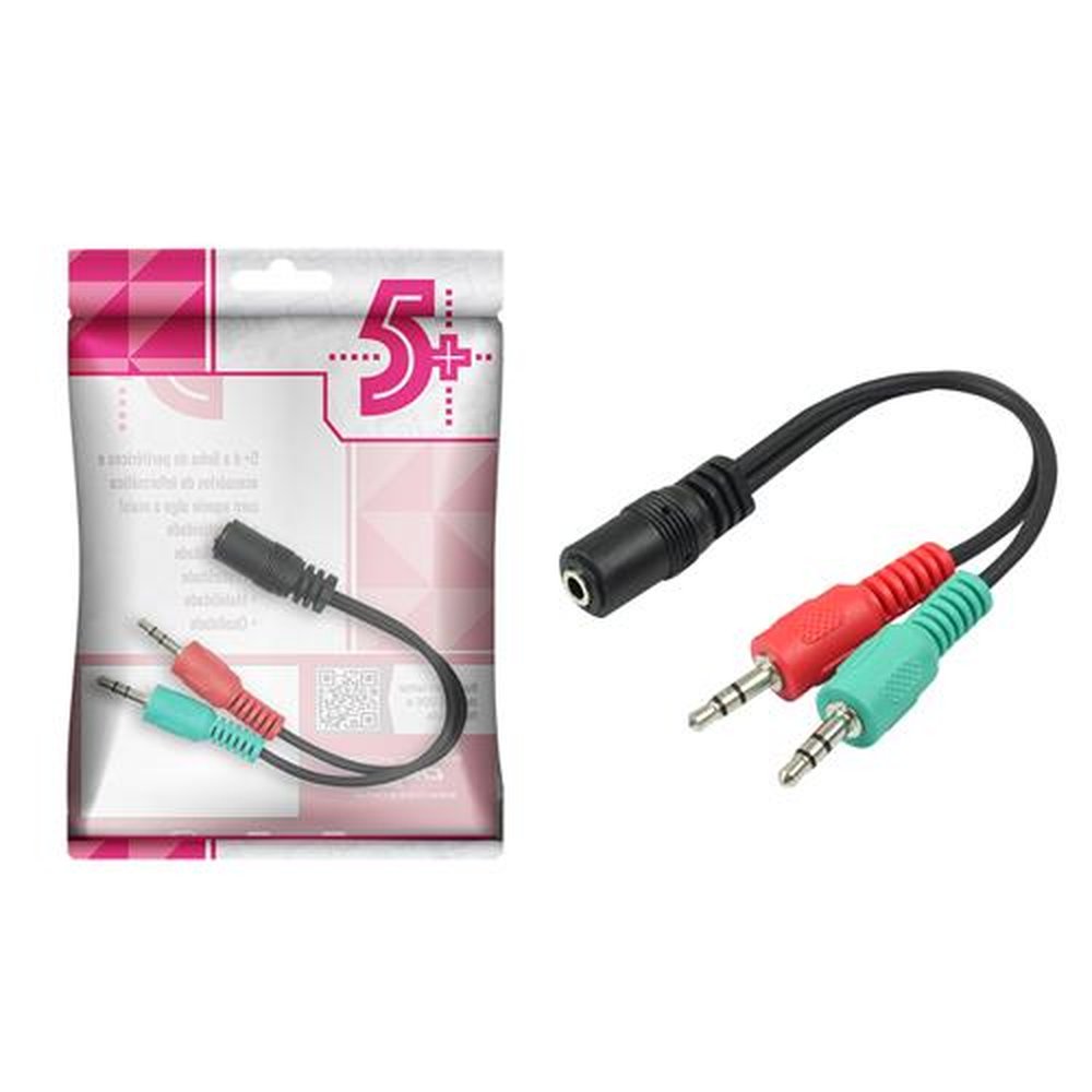 Cabo Adaptador P3 Femea X 2 P2 Macho - P/microfone E Fone Headset - 20cm - Preto