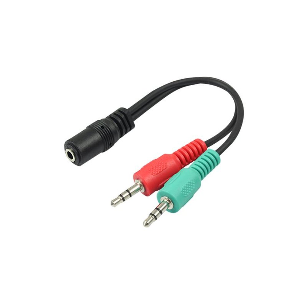 Cabo Adaptador P3 Femea X 2 P2 Macho - P/microfone E Fone Headset - 20cm - Preto